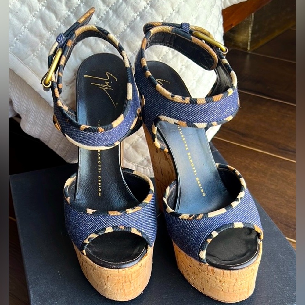 Authentic Giuseppe Zanotti platform wedge sandals, size 36.5